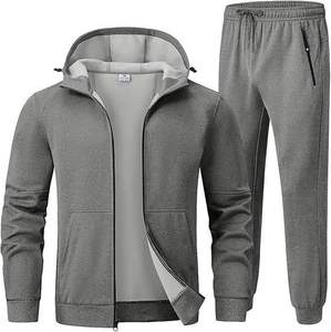 Ensemble 2 pièces unisexe décontracté pour homme : sweat à capuche et pantalon de jogging en polaire respirant, polyester/coton, grandes tailles, logo personnalisé, collection Printemps - Product Image 1