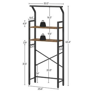 Meuble de rangement moderne en métal et fer à 3 niveaux, à placer au-dessus des toilettes, pour optimiser l'espace - Product Image 5