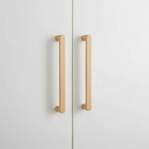 Modern Linear Wooden Cabinet <b>Pulls</b> Japandi Style <b>Drawer</b> Hardware Natural Wood Kitchen Cabinet Handles Contemporary Wooden Bar - Product Image 1