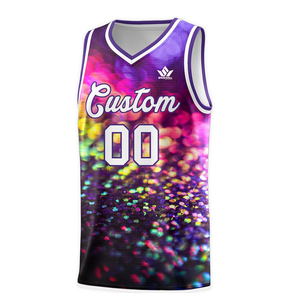 Maillot de basket-ball personnalisé imprimé par transfert thermique, maille respirante, séchage rapide, unisexe, col en V, sans manches, polyester, uniforme d'équipe pour adultes - Product Image 5