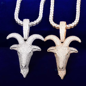 Pendentif Tête de Chèvre en Moissanite VVS de Luxe, Micro-Pavé, Breloques Thème Animal, Pendentif Bling Iced Out Style Rappeur, Bijoux de Mode pour Hommes - Product Image 6