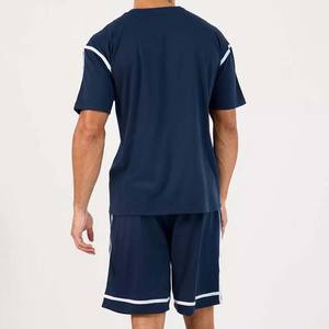 Ensemble de survêtement 2 pièces pour homme en coton tricoté respirant à séchage rapide, idéal pour le sport et la gym, collection été décontractée, vente en gros - Product Image 2