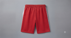 <b>Red</b> <b>Men's</b> Knitted Mid Waist Sports <b>Shorts</b> with Drawstring Elastic Front Logo Stripe Side Design Polyester/Cotton 260g In-Stock - Product Image 2