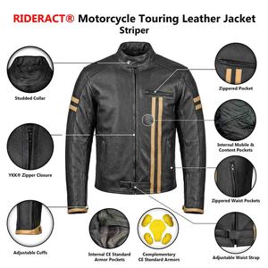 Wholesale <b>Motorcycle</b> <b>Leather</b> <b>Jacket</b> CE Elbow, Shoulder & Back Protection <b>Armor</b> Bike Rider Custom Logo Motorbike Racing <b>Jacket</b> - Product Image 3