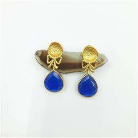 ต่างหูห้อยรูปลูกแพร์ประดับพลอยสีน้ำเงินโมนาลิซาขายส่ง ต่างหูพลอยรูปลูกแพร์ขายส่ง - Product Image 4