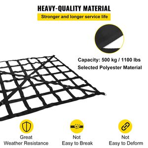 Rete da carico resistente 1,28 m x 1,68 m con fibbie a camma e ganci a S, cinghia trasversale per il controllo del carico nel cassone del pick-up, accessori - Product Image 3