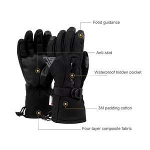 Gants de ski imperméables d'hiver en tissu polyester imperméable/cuir pour hommes et femmes, doublure thermique pour snowboard, gants de ski chauds - Product Image 2
