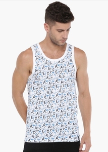 Camiseta sin mangas con estampado de letras para hombre, cuello redondo, informal, transpirable, de punto de algodón - Product Image 2