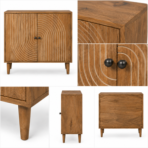 Modern Farmhouse Wood <b>Sideboard</b> Buffet Cabinet Eco-Friendly Durable Line Design Storage for Living Room Hotel <b>Kitchen</b> Dining - Product Image 6