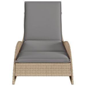 Chaise longue de patio extra longue en rotin PE beige avec structure en acier thermolaqué, mobilier de relaxation extérieur de haute qualité - Product Image 4
