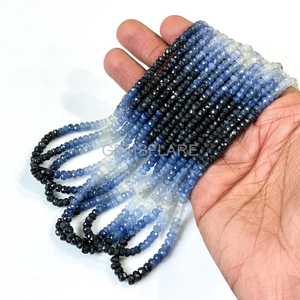 Shaded <b>Blue</b> Sapphire <b>Beads</b> Natural <b>Blue</b> Sapphire Faceted Rondelle <b>Beads</b> 4-6MM Sapphire Rondelle Gemstone <b>Beads</b> For Jewelry Bulk - Product Image 4
