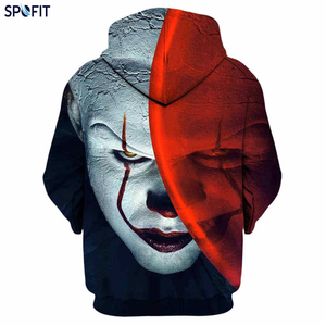 Sudadera con Capucha SPOFIT para Hombre, Diseño de Cara de Payaso Impresa en 3D, Impresión por Sublimación, Corte Regular, Informal, para Otoño - Product Image 5