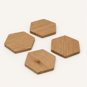 Handmade Hexagon Wooden <b>Coaster</b> Set Eco-Friendly Natural Oak Heat Resistant <b>Drink</b> Mats <b>For</b> Coffee Table And Home Decor Mats - Product Image 2