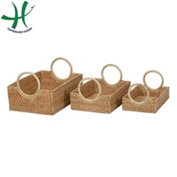 Paniers tissés en rotin rond fait à la main naturel avec couvercles panier à linge maison vêtements rangements et panier d'organisation pour vêtements