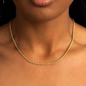 Classic 14K Solid Gold Zircon <b>Rope</b> <b>Chain</b> Necklace Unisex Wedding Gift Everyday Wear - Product Image 4