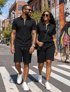 Men Summer <b>Knitted</b> Embroidered 100% Cotton Quick Dry Short Sleeve Custom Logo Joggers Suits <b>Set</b> Shirt and Short <b>Set</b> - Product Image 3