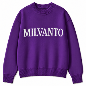 Suéter de Punto para Hombre con Logotipo Personalizado, Color Morado, Gran Venta |   Suéter Premium de Cuello Redondo y Manga Larga |   Suéter de Punto con Logotipo de Marca - Product Image 1