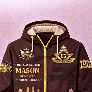 Chaqueta Cortavientos Masónica Personalizada, Ligera e Impermeable, con Logotipo Masónico Bordado, Fabricante OEM al por Mayor - Product Image 3