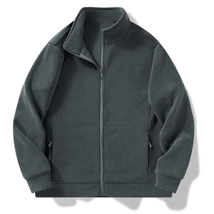 Chaqueta de Forro Polar para Hombre, Cuello Alto, Cierre Frontal con Cremallera, Color Sólido, Casual, para Exteriores, Resistente al Viento, Transpirable, Forro de Sherpa, Material de Poliéster - Product Image 2