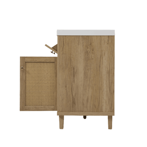 Meuble-lavabo double vasque de 60 pouces avec vasque SMC, 2 plateaux amovibles/tiroirs rabattables et 4 espaces de rangement spacieux à fermeture douce - Product Image 2