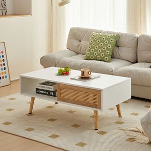 41.34 \ "tavolino da salotto moderno con porta scorrevole e tavolino in legno massello in stile Rattan - Product Image 1