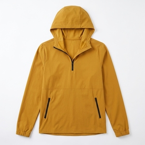 Custom Men's Half Zip Varsity Windbreaker Jacket Waterproof Plain Dyed <b>Nylon</b> Mesh Lined Lightweight Running Gym Sportswear - Product Image 5