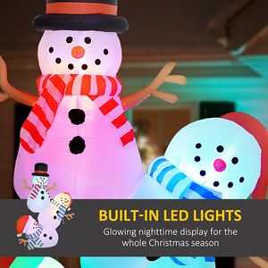 Decorazione Natalizia Gonfiabile da Esterno di 2,4 Metri con Tre Pupazzi di Neve Impilati e Luci LED per Feste in Giardino - Product Image 4