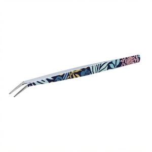 Pince à épiler décorative personnalisée en acier inoxydable à pointe angulaire avec manche imprimé pour salon de beauté - Product Image 1