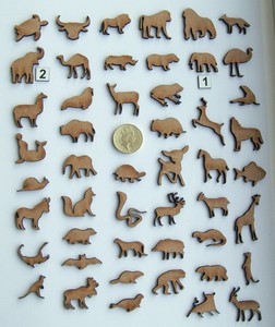 Figuras de animales de madera hechas a mano para manualidades y decoración de paredes, juego de 50 piezas cortadas con láser, para aprendizaje y manualidades. - Product Image 1