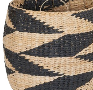<b>Large</b> Water Hyacinth <b>Basket</b> with Zebra Pattern Handmade <b>Storage</b> <b>Basket</b> for Laundry Blanket Toy Home Decoration - Product Image 4