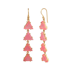 Trillion Pink Jade <b>Hook</b> <b>Earrings</b> Pink Stone Prong Setting <b>Earrings</b> Gemstone Statement Jewelry For Womens Trendy Jewelry - Product Image 3