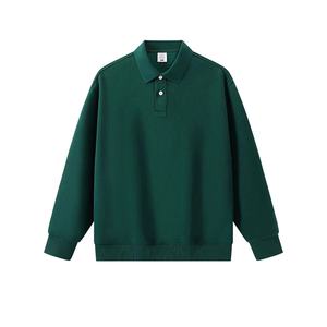 Nueva marca de alta calidad 350G para mujer para Polo sudadera algodón poliéster hombro caído de manga larga talla grande Casual Jersey sólido - Product Image 5