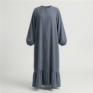 Collection de l'Aïd Ramadan en gros du fabricant : Robe Abaya à silhouette droite, motif uni, tenue islamique pour célébrations - Product Image 1