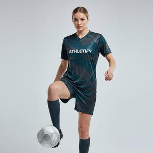 Conjunto de Uniforme de Fútbol Femenino Personalizado, Camiseta y Pantalones Cortos Sublimados, Uniforme de Fútbol Personalizado para Mujer, Ropa Deportiva Transpirable de Fábrica - Product Image 1