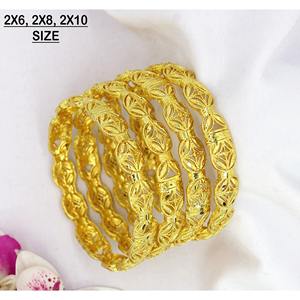Gold Plated Sandy Copper Women Bangles Dubai Indian Bride Jewelry Hollow Geometric Bracelets Gift Wholesale - Product Image 4