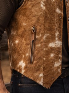 Gilet en cuir véritable pour hommes et garçons, style décontracté, imperméable, respirant, coupe-vent, vêtements d'extérieur d'hiver, boutons métalliques, fermeture éclair sur le devant - Product Image 2