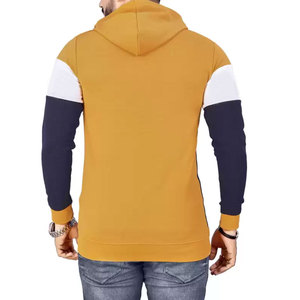 Sudaderas con paneles para hombre al por mayor en color marrón, azul y blanco, para gimnasio y uso casual, sudadera regular OEM/ODM, ropa urbana. - Product Image 3