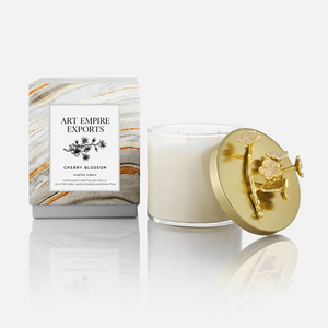 Portavelas Aromático de Primera Calidad Hecho a Mano con Tapa Dorada de Flor de Cerezo, Frasco Redondo Cilíndrico para Decoración del Hogar en Navidad - Product Image 4