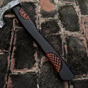 Tête de hache Tomahawk artisanale sur mesure en acier à haute teneur en carbone avec manche en bois de frêne, outil de survie industriel OEM DIY, cadeau pour les pères et les garçons d'honneur - Product Image 2