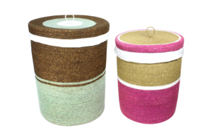 Colorful <b>Plant</b> Fiber Storage <b>Baskets</b> With Handles Circle Shape Multi Purpose Nesting Set of 3 - Product Image 6