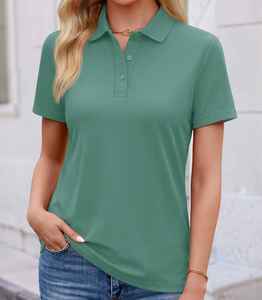 Polo d'été pour femme à manches courtes, coupe ajustée, col classique, haut décontracté de golf, vêtement de sport léger, couleurs et tailles personnalisables - Product Image 5