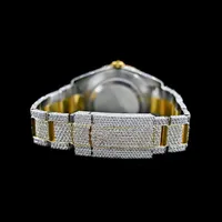 Montre de luxe classique simple en acier inoxydable et moissanite, or jaune et or blanc, unisexe, cadran romain intelligent, date, édition limitée