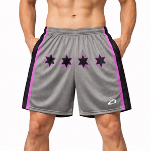 Pantalones Cortos de Baloncesto de Malla con Gráficos de Estrellas al por Mayor, Transpirables, con Cordón, para Entrenamiento Atlético, Ligeros, Ropa Deportiva OEM - Product Image 1