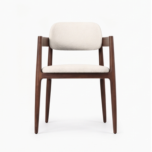 Silla de Comedor Escandinava de Madera de Teca con Cojín Tapizado en Tela, Sillón Moderno para Comedor, Muebles para el Hogar - Product Image 2