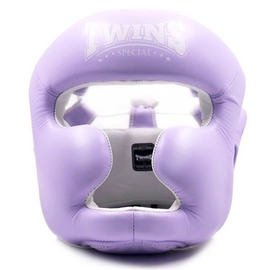 High Quality Yellow Twin Full Face Boxing Headgear Kickboxing Helmet Leather MMA Head Protector Customized - Product Image 5