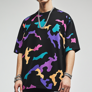 T-shirt surdimensionné à col en V pour homme, motif uni, couleur personnalisée, respirant, écologique, anti-UV, 100% coton, streetwear - Product Image 3