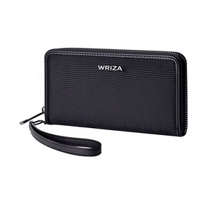 กระเป๋าสตางค์ผู้หญิง Wriza Arctic Hunter รุ่นวินเทจ กันน้ำ ทำจากโพลีเอสเตอร์ กระเป๋าคลัทช์แบบยาว มีซิป ช่องใส่บัตร ช่องใส่เหรียญ สีดำ เหมาะสำหรับการเดินทาง - Product Image 1