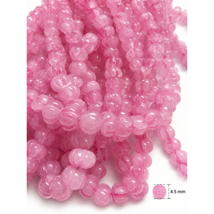 Collar de Cuentas en Forma de Melón/Calabaza Rosa Talladas al por Mayor para la Fabricación de Joyas - Product Image 2