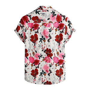 Chemise décontractée pour homme à manches courtes, imprimé floral, en popeline, col rabattu, style été - Product Image 2