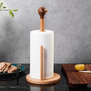 Support de papier essuie-tout moderne en bois de manguier artisanal de qualité supérieure, organisateur de rouleaux de cuisine, support élégant sur pied avec base lourde - Product Image 5